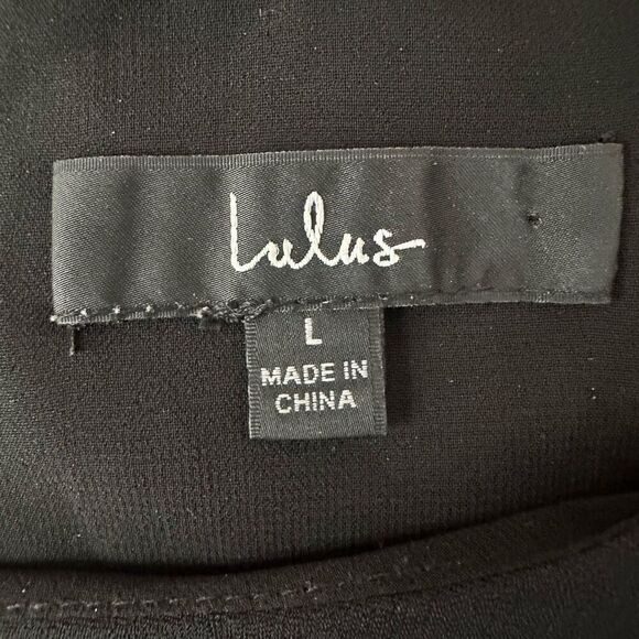 Lulus Shift and Shout Black Shift Dress Size Large Short Sleeve Gold Zipper - Picture 4 of 10